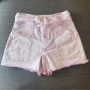 Veronica Beard Lovisa Short Cutoff Jean Shorts Denim Belted Tie Belt Purple